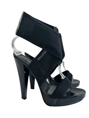 Burberry Black Mesh Wrap Platform Heels Size 38 (US 7.5)
